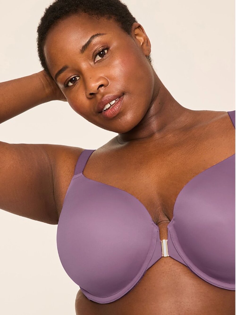 Cacique Bra Size 46ddd Smooth Full coverage Front Close Purple Lightly Lined